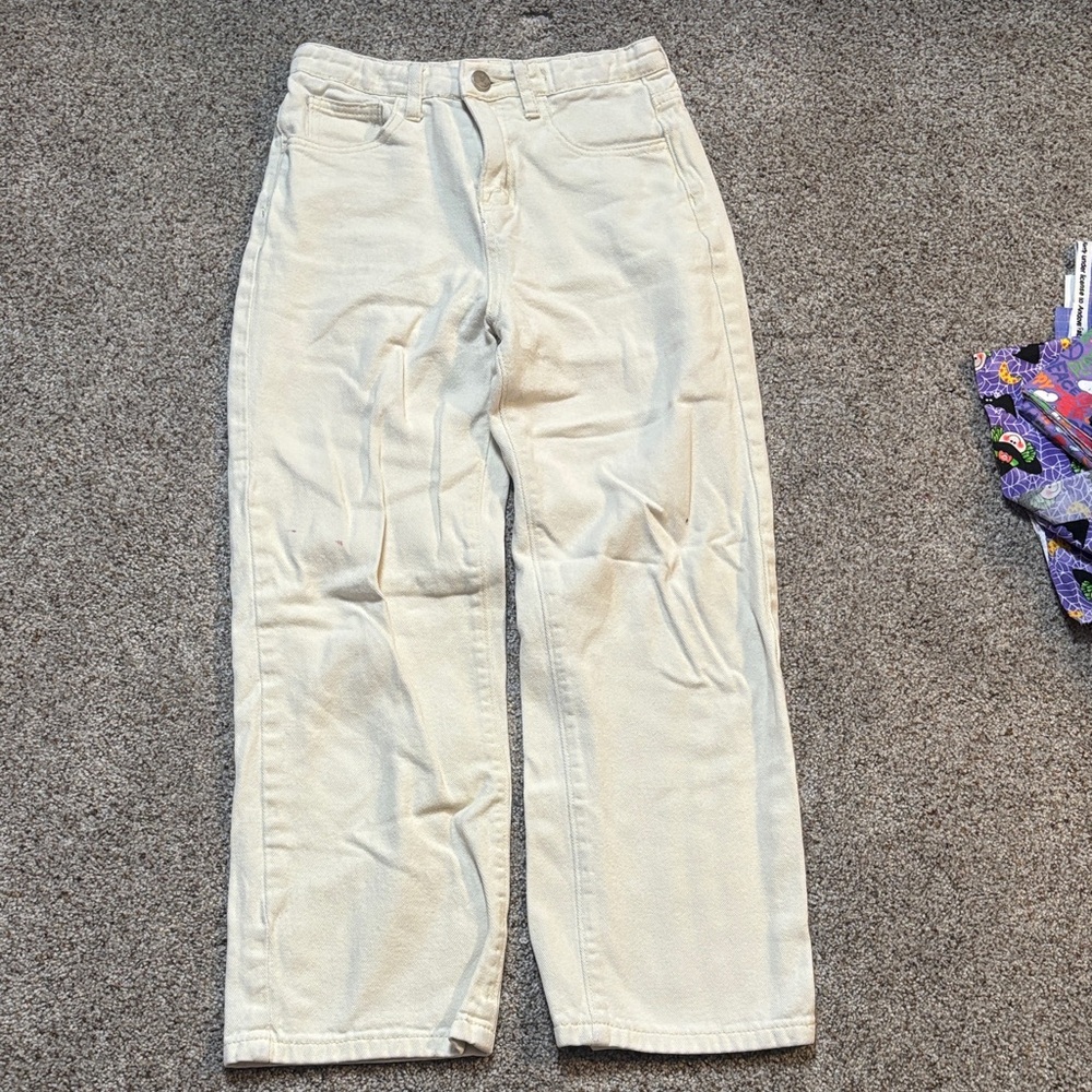 SHEIN Cream Straight Leg Jeans